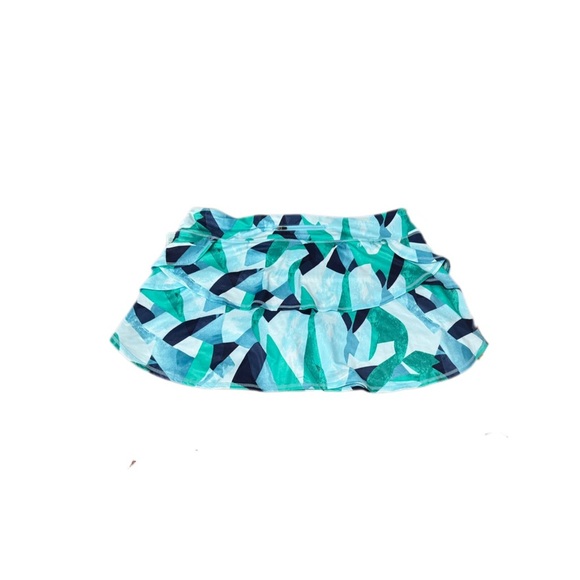 Ideology Blue Green Patterned Mini Skirt - Picture 2 of 4